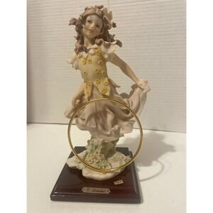 Giuseppe Armani Florence Figurine Girl with Hoop Vintage 1986 Made in Italy 9"